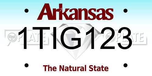 1TIG123 Arkansas License Plate
