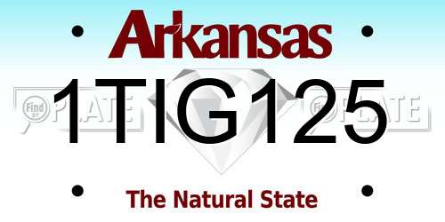 1TIG125 Arkansas License Plate