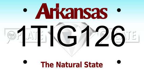 1TIG126 Arkansas License Plate