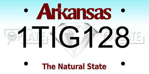 1TIG128 Arkansas License Plate