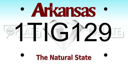 1TIG129 Arkansas License Plate
