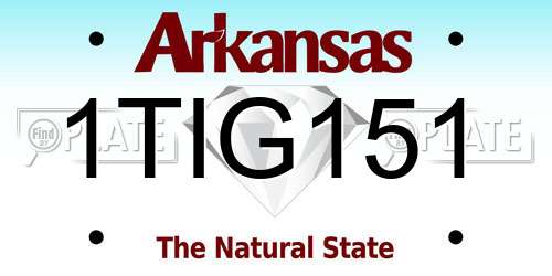1TIG151 Arkansas License Plate