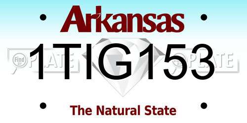 1TIG153 Arkansas License Plate