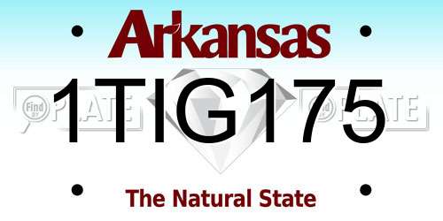 1TIG175 Arkansas License Plate