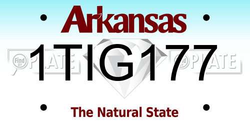 1TIG177 Arkansas License Plate