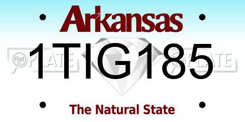 1TIG185 Arkansas License Plate