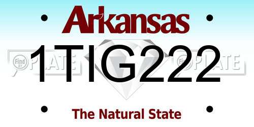 1TIG222 Arkansas License Plate