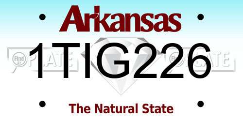 1TIG226 Arkansas License Plate