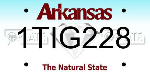 1TIG228 Arkansas License Plate