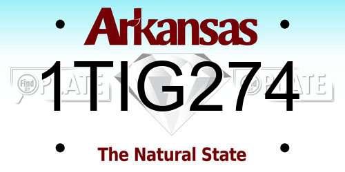 1TIG274 Arkansas License Plate