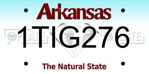 1TIG276 Arkansas License Plate