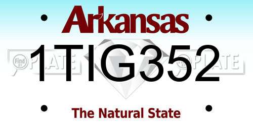1TIG352 Arkansas License Plate