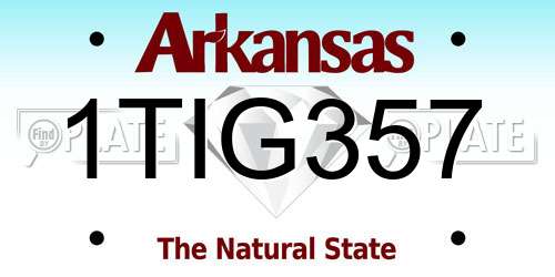 1TIG357 Arkansas License Plate