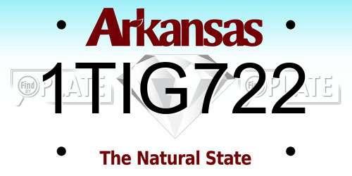 1TIG722 Arkansas License Plate