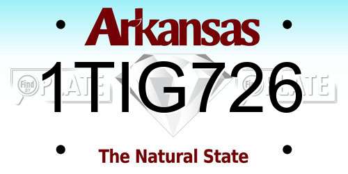 1TIG726 Arkansas License Plate