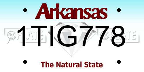 1TIG778 Arkansas License Plate