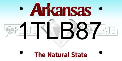 1TLB87 Arkansas License Plate