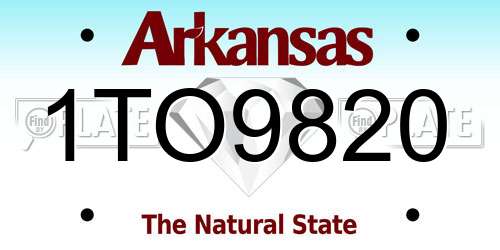 1TO9820 Arkansas License Plate