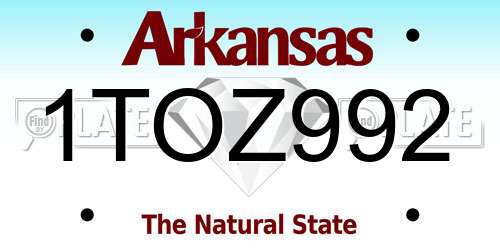 1TOZ992 Arkansas License Plate