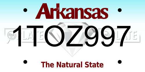 1TOZ997 Arkansas License Plate