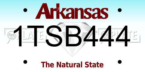 1TSB444 Arkansas License Plate