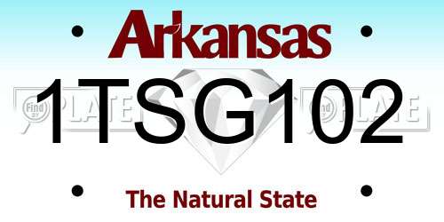 1TSG102 Arkansas License Plate