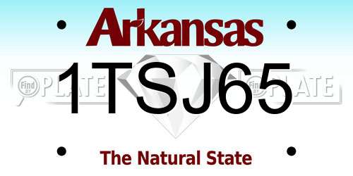 1TSJ65 Arkansas License Plate