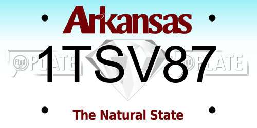 1TSV87 Arkansas License Plate