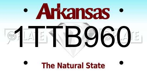 1TTB960 Arkansas License Plate