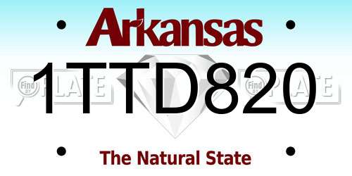 1TTD820 Arkansas License Plate