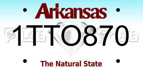 1TTO870 Arkansas License Plate