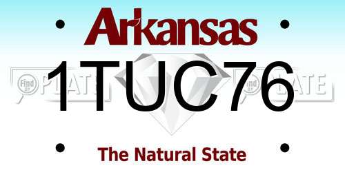 1TUC76 Arkansas License Plate