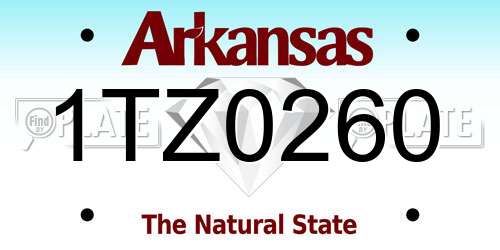 1TZ0260 Arkansas License Plate
