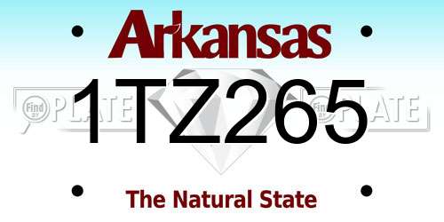 1TZ265 Arkansas License Plate