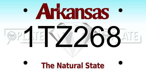 1TZ268 Arkansas License Plate