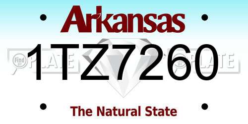 1TZ7260 Arkansas License Plate