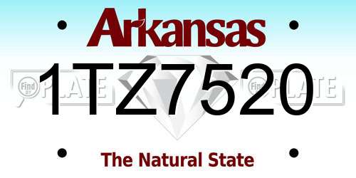 1TZ7520 Arkansas License Plate