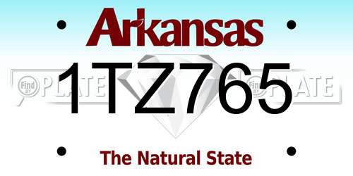 1TZ765 Arkansas License Plate