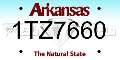 1TZ7660 Arkansas License Plate