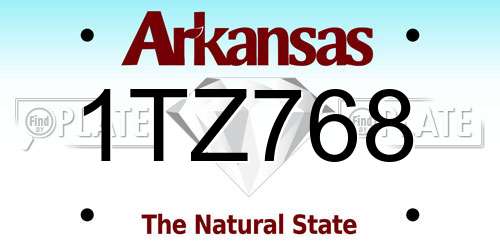 1TZ768 Arkansas License Plate