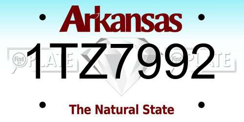 1TZ7992 Arkansas License Plate