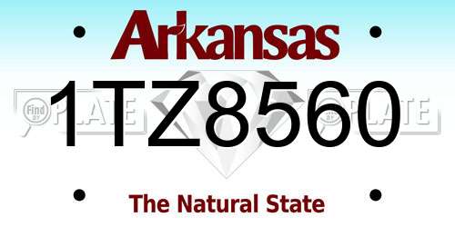 1TZ8560 Arkansas License Plate