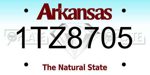 1TZ8705 Arkansas License Plate