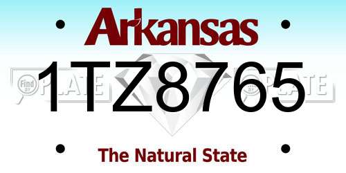 1TZ8765 Arkansas License Plate