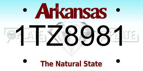 1TZ8981 Arkansas License Plate
