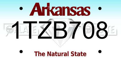 1TZB708 Arkansas License Plate