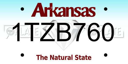 1TZB760 Arkansas License Plate