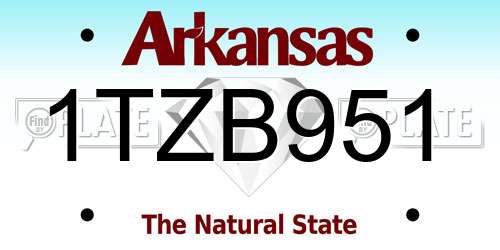 1TZB951 Arkansas License Plate