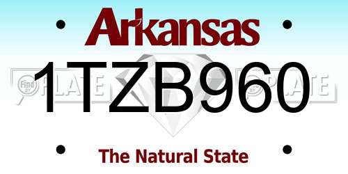 1TZB960 Arkansas License Plate