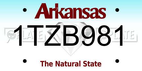 1TZB981 Arkansas License Plate